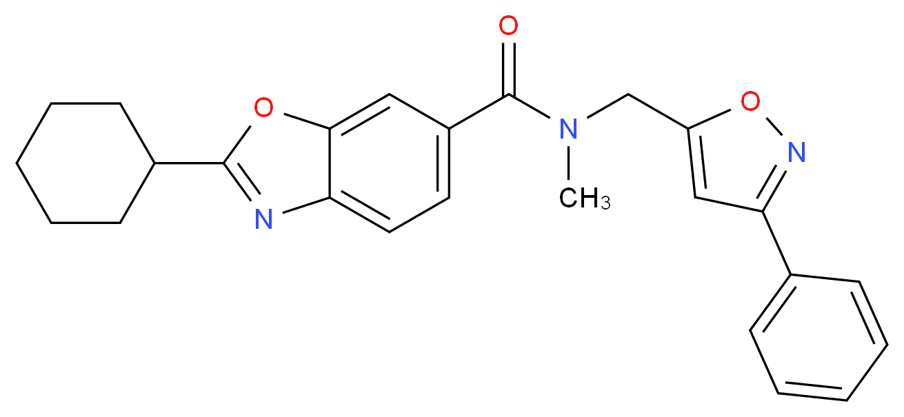 2-cyclohexyl-N-methyl-N-[(3-phenyl-5-isoxazolyl)methyl]-1,3-benzoxazole-6-carboxamide_Molecular_structure_CAS_)