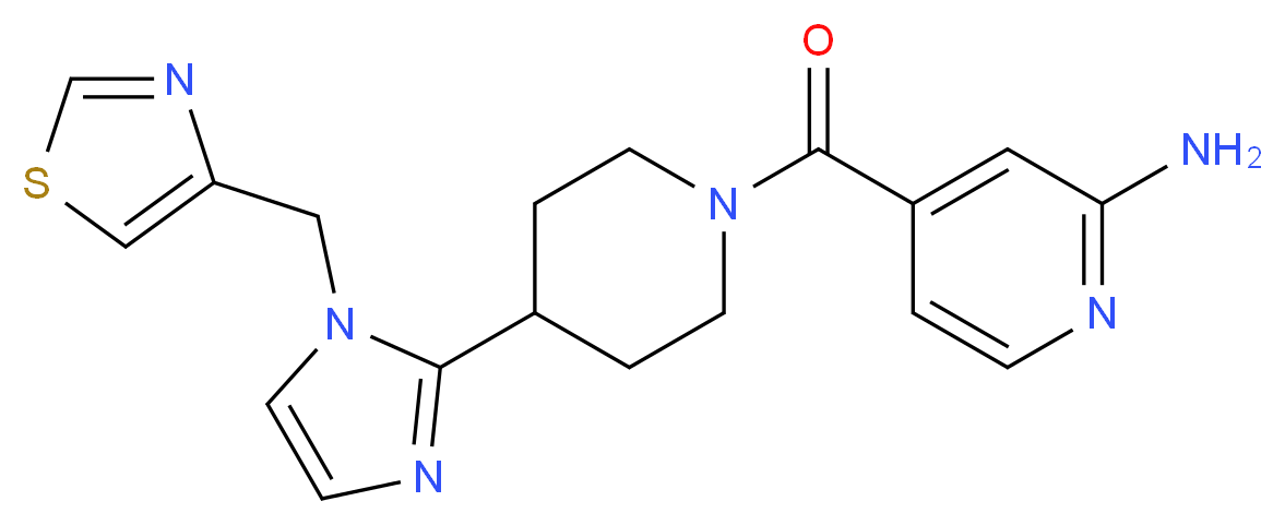 4-({4-[1-(1,3-thiazol-4-ylmethyl)-1H-imidazol-2-yl]-1-piperidinyl}carbonyl)-2-pyridinamine_Molecular_structure_CAS_)