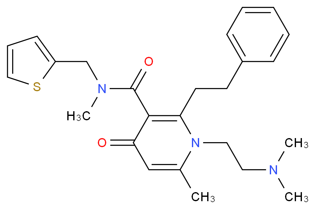 1-[2-(dimethylamino)ethyl]-N,6-dimethyl-4-oxo-2-(2-phenylethyl)-N-(2-thienylmethyl)-1,4-dihydro-3-pyridinecarboxamide_Molecular_structure_CAS_)