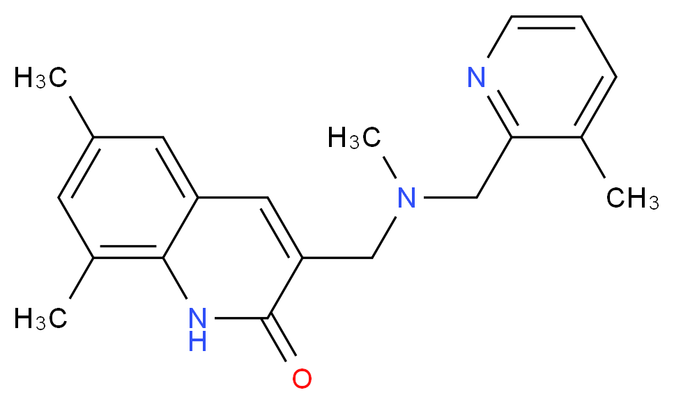 6,8-dimethyl-3-({methyl[(3-methylpyridin-2-yl)methyl]amino}methyl)quinolin-2(1H)-one_Molecular_structure_CAS_)