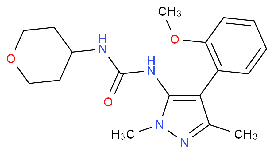 N-[4-(2-methoxyphenyl)-1,3-dimethyl-1H-pyrazol-5-yl]-N'-(tetrahydro-2H-pyran-4-yl)urea_Molecular_structure_CAS_)