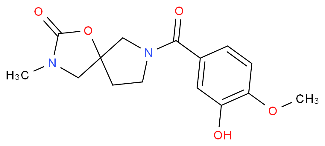 7-(3-hydroxy-4-methoxybenzoyl)-3-methyl-1-oxa-3,7-diazaspiro[4.4]nonan-2-one_Molecular_structure_CAS_)