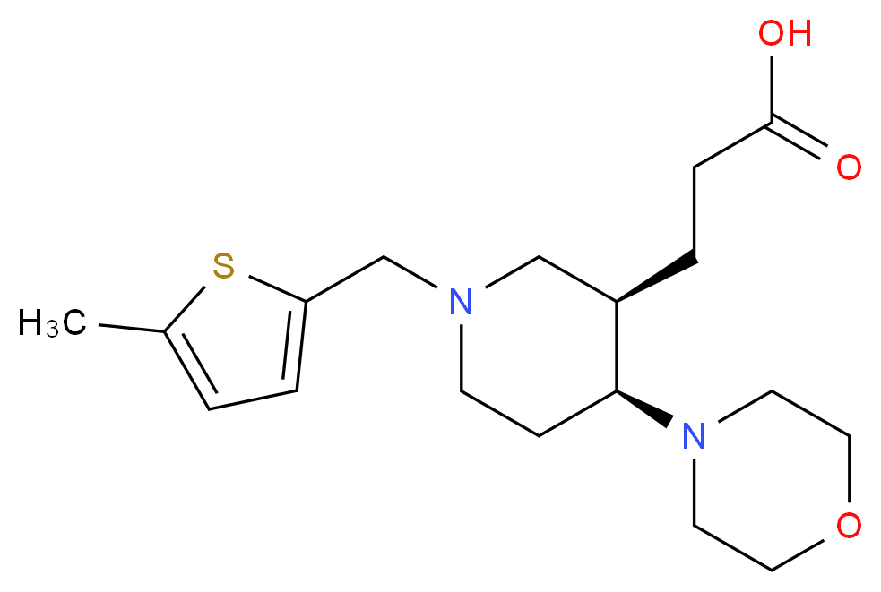 3-{(3R*,4S*)-1-[(5-methyl-2-thienyl)methyl]-4-morpholin-4-ylpiperidin-3-yl}propanoic acid_Molecular_structure_CAS_)