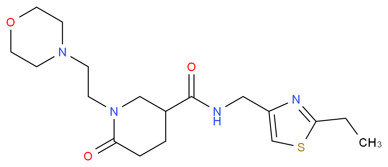 N-[(2-ethyl-1,3-thiazol-4-yl)methyl]-1-[2-(4-morpholinyl)ethyl]-6-oxo-3-piperidinecarboxamide_Molecular_structure_CAS_)