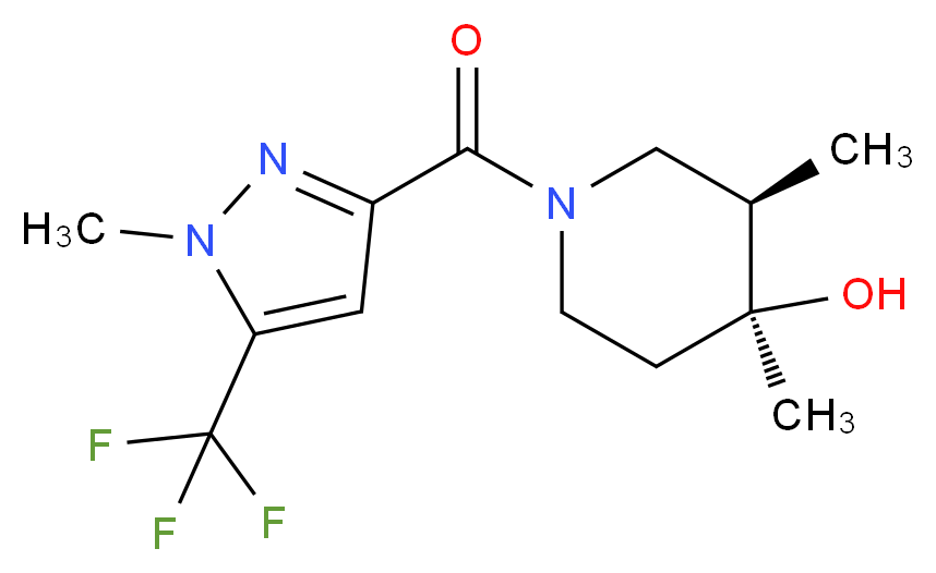 (3R*,4S*)-3,4-dimethyl-1-{[1-methyl-5-(trifluoromethyl)-1H-pyrazol-3-yl]carbonyl}-4-piperidinol_Molecular_structure_CAS_)