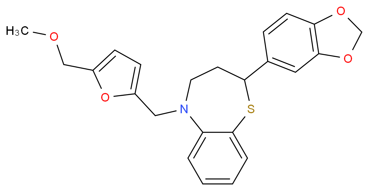 2-(1,3-benzodioxol-5-yl)-5-{[5-(methoxymethyl)-2-furyl]methyl}-2,3,4,5-tetrahydro-1,5-benzothiazepine_Molecular_structure_CAS_)