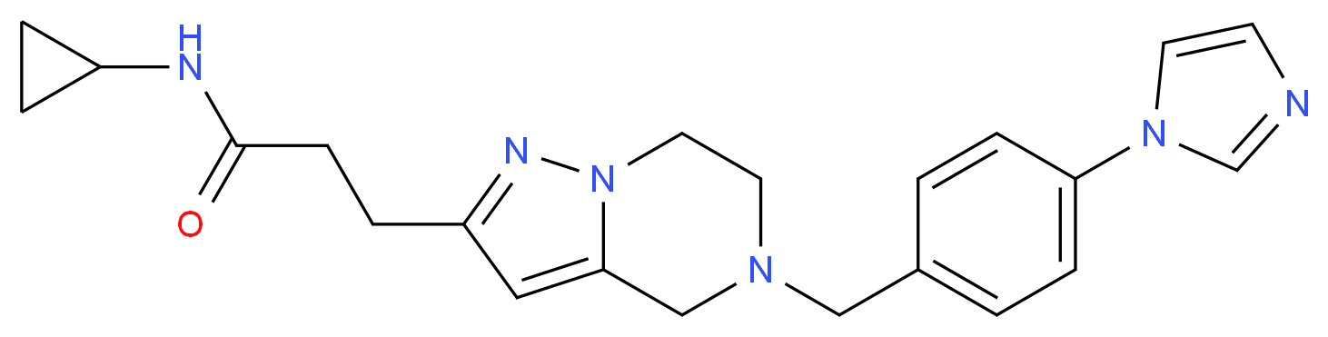 N-cyclopropyl-3-{5-[4-(1H-imidazol-1-yl)benzyl]-4,5,6,7-tetrahydropyrazolo[1,5-a]pyrazin-2-yl}propanamide_Molecular_structure_CAS_)