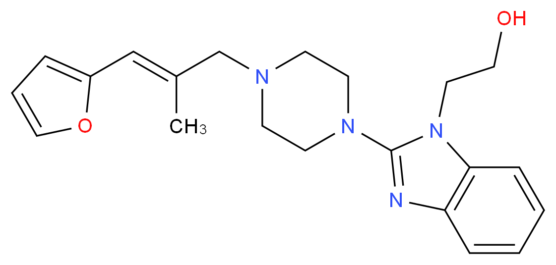 2-(2-{4-[(2E)-3-(2-furyl)-2-methylprop-2-en-1-yl]piperazin-1-yl}-1H-benzimidazol-1-yl)ethanol_Molecular_structure_CAS_)