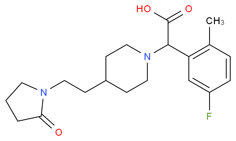 (5-fluoro-2-methylphenyl){4-[2-(2-oxopyrrolidin-1-yl)ethyl]piperidin-1-yl}acetic acid_Molecular_structure_CAS_)