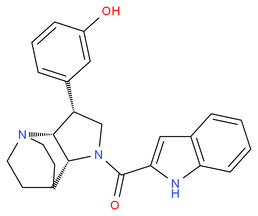 3-[(3R*,3aR*,7aR*)-1-(1H-indol-2-ylcarbonyl)octahydro-4,7-ethanopyrrolo[3,2-b]pyridin-3-yl]phenol_Molecular_structure_CAS_)