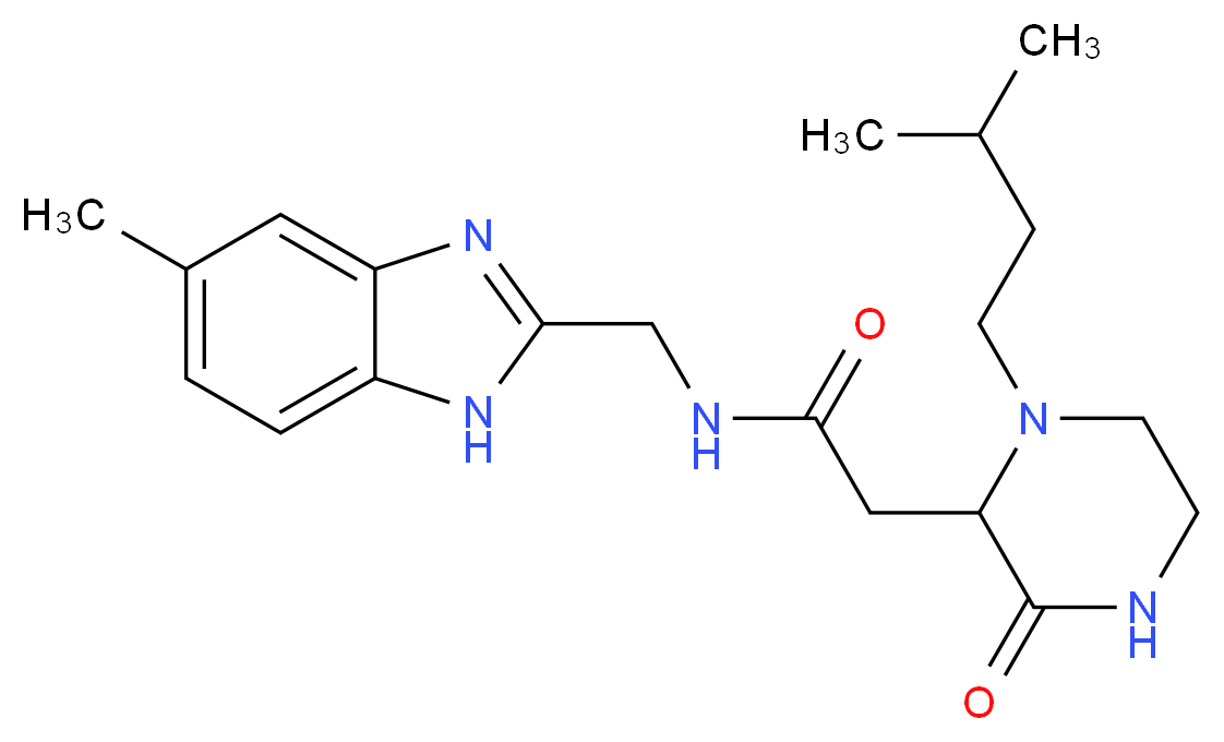 N-[(5-methyl-1H-benzimidazol-2-yl)methyl]-2-[1-(3-methylbutyl)-3-oxo-2-piperazinyl]acetamide_Molecular_structure_CAS_)