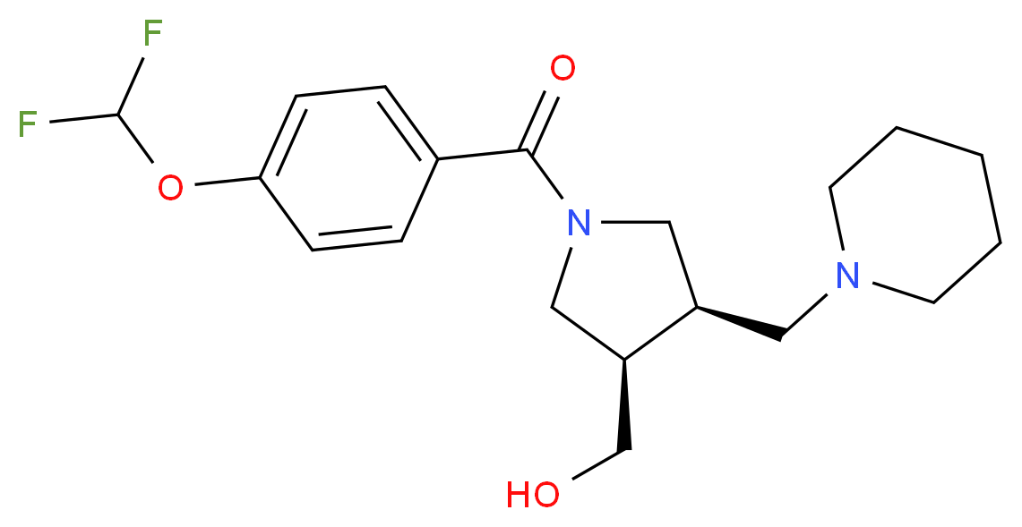 [(3R*,4R*)-1-[4-(difluoromethoxy)benzoyl]-4-(piperidin-1-ylmethyl)pyrrolidin-3-yl]methanol_Molecular_structure_CAS_)