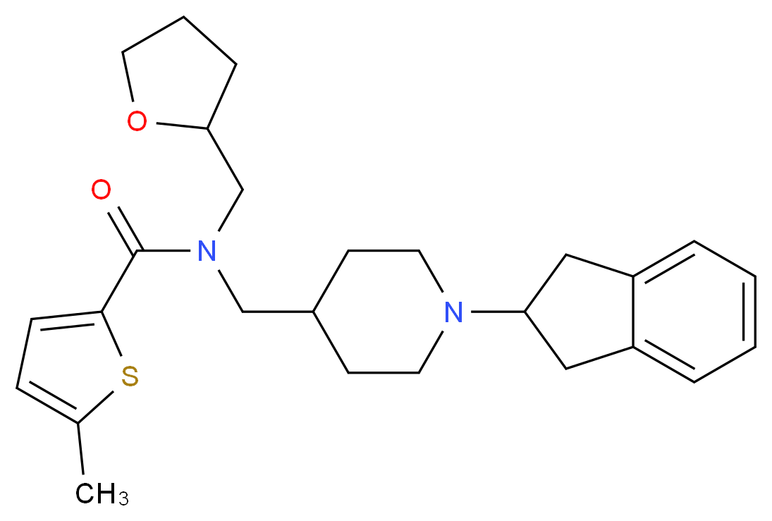 N-{[1-(2,3-dihydro-1H-inden-2-yl)-4-piperidinyl]methyl}-5-methyl-N-(tetrahydro-2-furanylmethyl)-2-thiophenecarboxamide_Molecular_structure_CAS_)