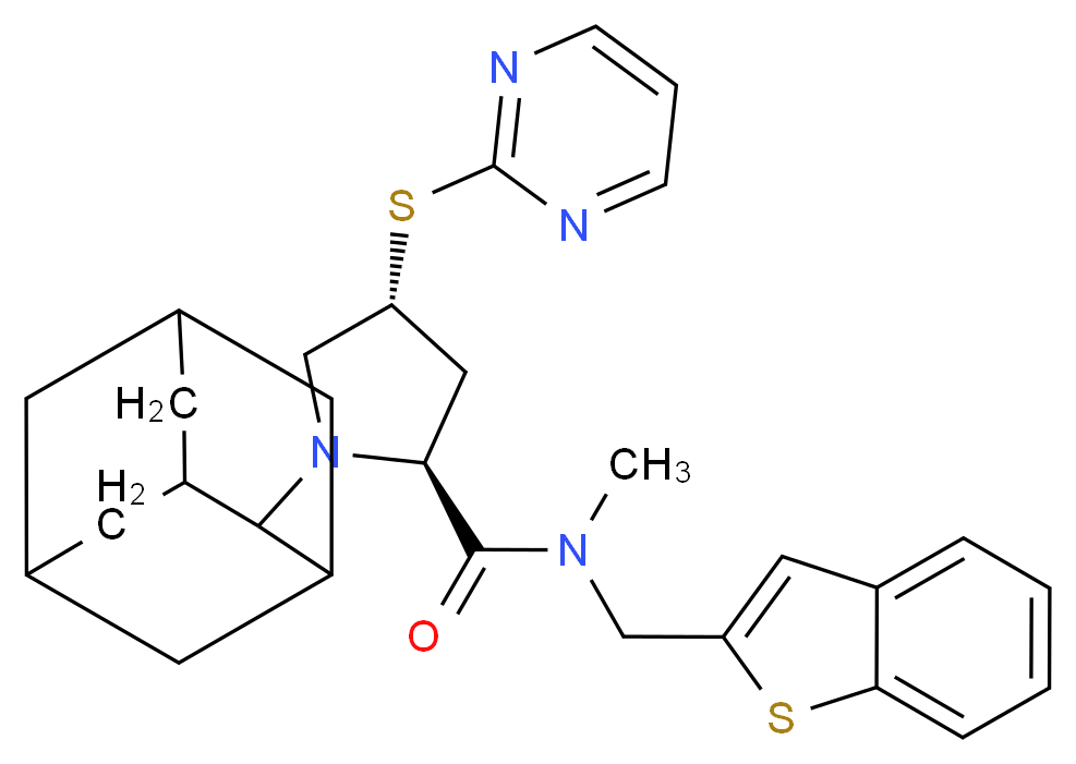 (4R)-1-(2-adamantyl)-N-(1-benzothien-2-ylmethyl)-N-methyl-4-(2-pyrimidinylthio)-L-prolinamide_Molecular_structure_CAS_)