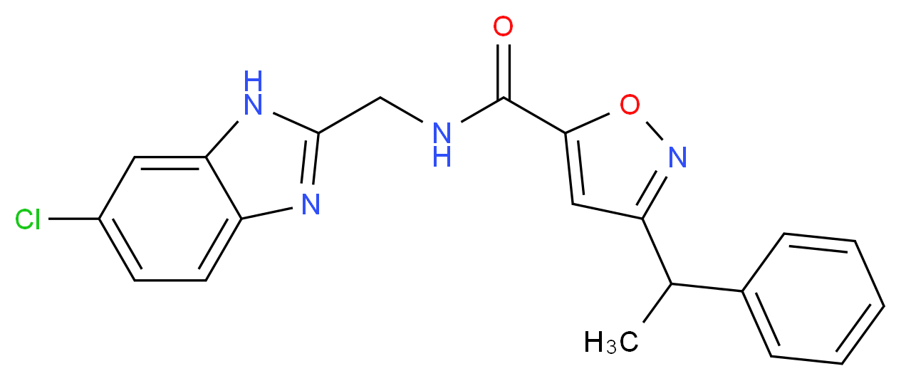 N-[(6-chloro-1H-benzimidazol-2-yl)methyl]-3-(1-phenylethyl)-5-isoxazolecarboxamide_Molecular_structure_CAS_)