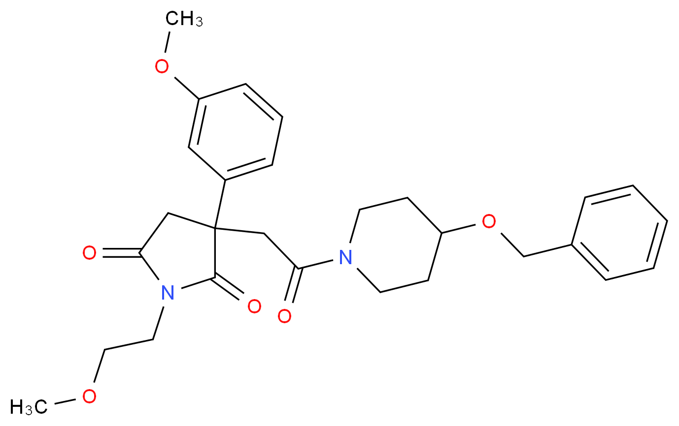 3-{2-[4-(benzyloxy)-1-piperidinyl]-2-oxoethyl}-1-(2-methoxyethyl)-3-(3-methoxyphenyl)-2,5-pyrrolidinedione_Molecular_structure_CAS_)