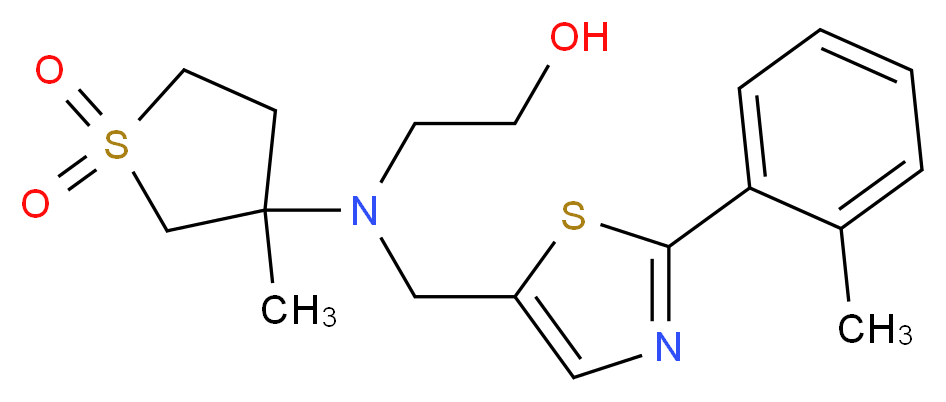 2-((3-methyl-1,1-dioxidotetrahydro-3-thienyl){[2-(2-methylphenyl)-1,3-thiazol-5-yl]methyl}amino)ethanol_Molecular_structure_CAS_)