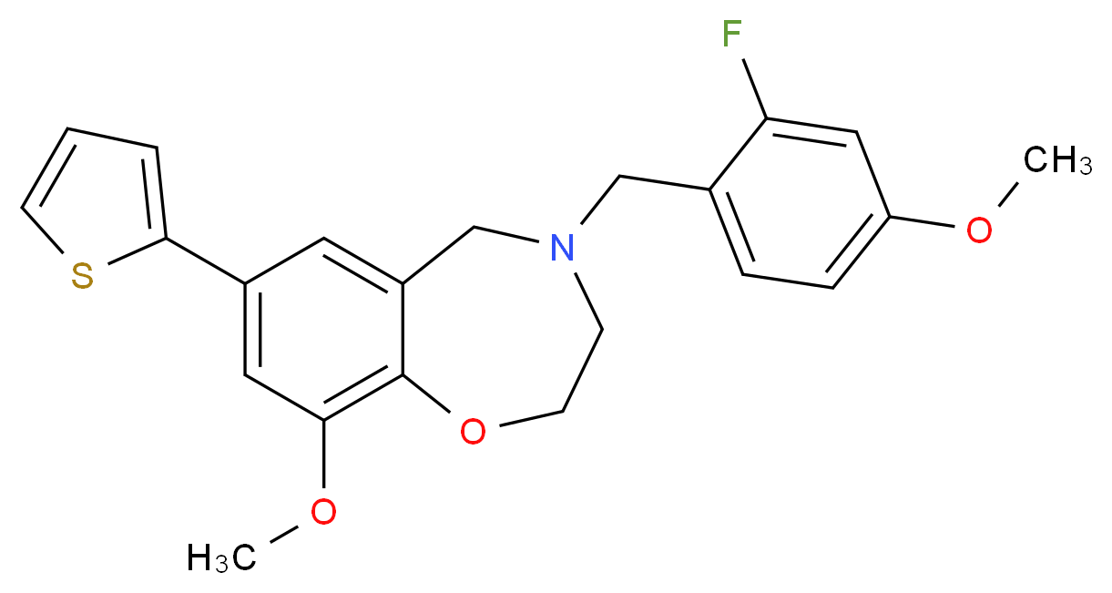 4-(2-fluoro-4-methoxybenzyl)-9-methoxy-7-(2-thienyl)-2,3,4,5-tetrahydro-1,4-benzoxazepine_Molecular_structure_CAS_)