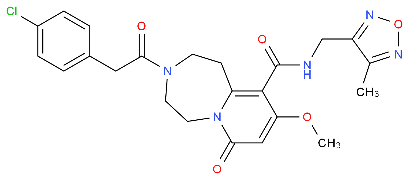 3-[(4-chlorophenyl)acetyl]-9-methoxy-N-[(4-methyl-1,2,5-oxadiazol-3-yl)methyl]-7-oxo-1,2,3,4,5,7-hexahydropyrido[1,2-d][1,4]diazepine-10-carboxamide_Molecular_structure_CAS_)