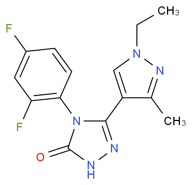 4-(2,4-difluorophenyl)-5-(1-ethyl-3-methyl-1H-pyrazol-4-yl)-2,4-dihydro-3H-1,2,4-triazol-3-one_Molecular_structure_CAS_)