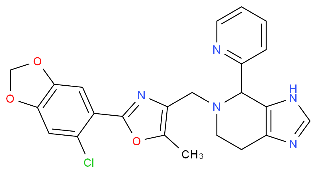 5-{[2-(6-chloro-1,3-benzodioxol-5-yl)-5-methyl-1,3-oxazol-4-yl]methyl}-4-(2-pyridinyl)-4,5,6,7-tetrahydro-3H-imidazo[4,5-c]pyridine_Molecular_structure_CAS_)