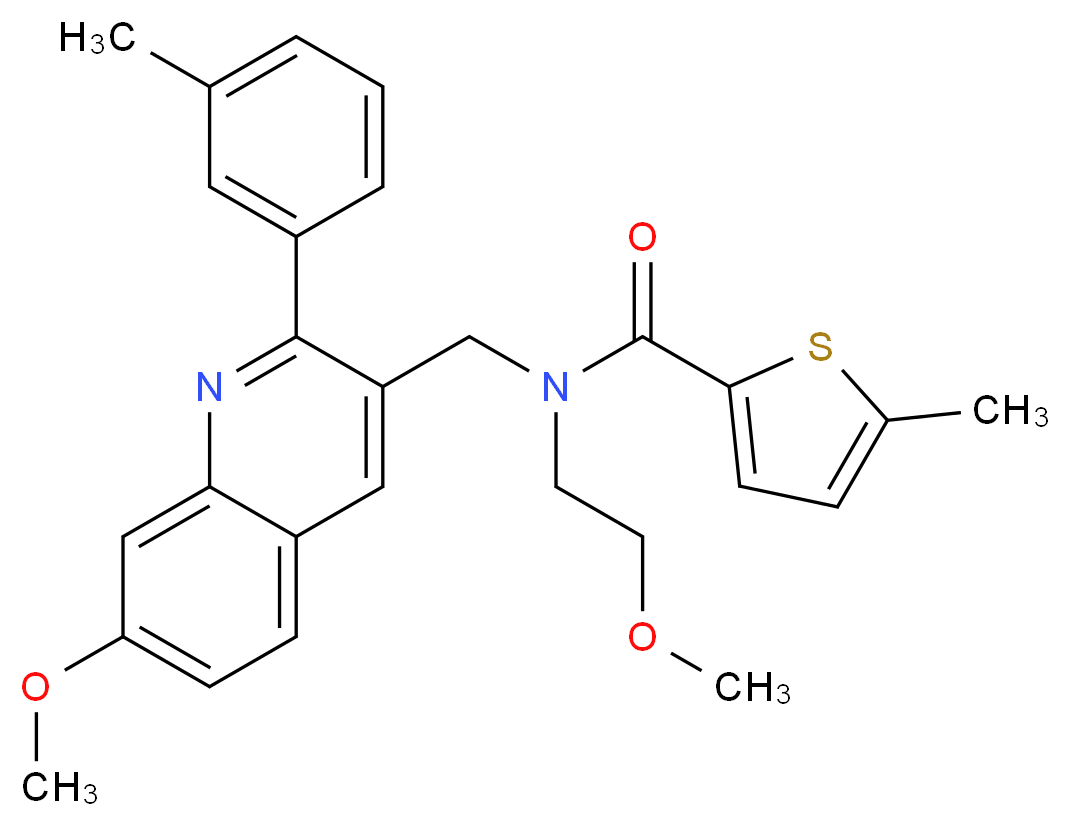 N-(2-methoxyethyl)-N-{[7-methoxy-2-(3-methylphenyl)-3-quinolinyl]methyl}-5-methyl-2-thiophenecarboxamide_Molecular_structure_CAS_)