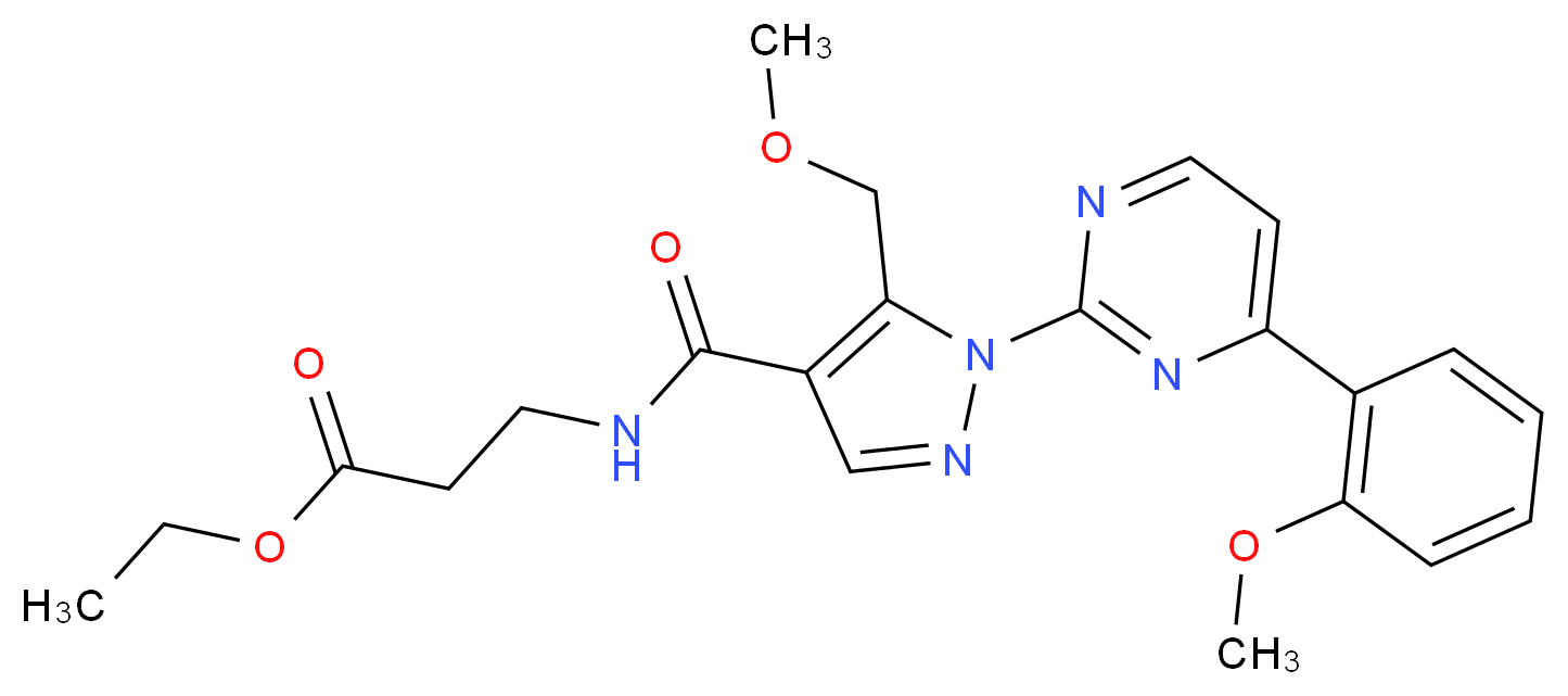 ethyl N-({5-(methoxymethyl)-1-[4-(2-methoxyphenyl)-2-pyrimidinyl]-1H-pyrazol-4-yl}carbonyl)-beta-alaninate_Molecular_structure_CAS_)