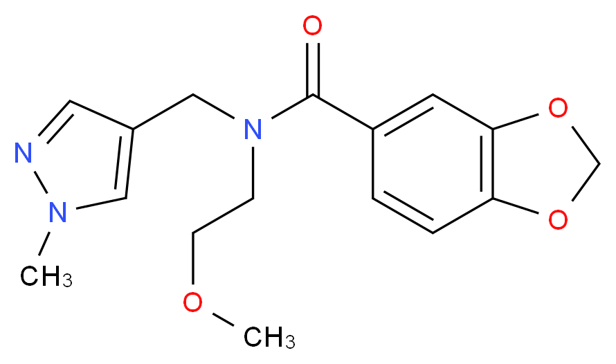 N-(2-methoxyethyl)-N-[(1-methyl-1H-pyrazol-4-yl)methyl]-1,3-benzodioxole-5-carboxamide_Molecular_structure_CAS_)