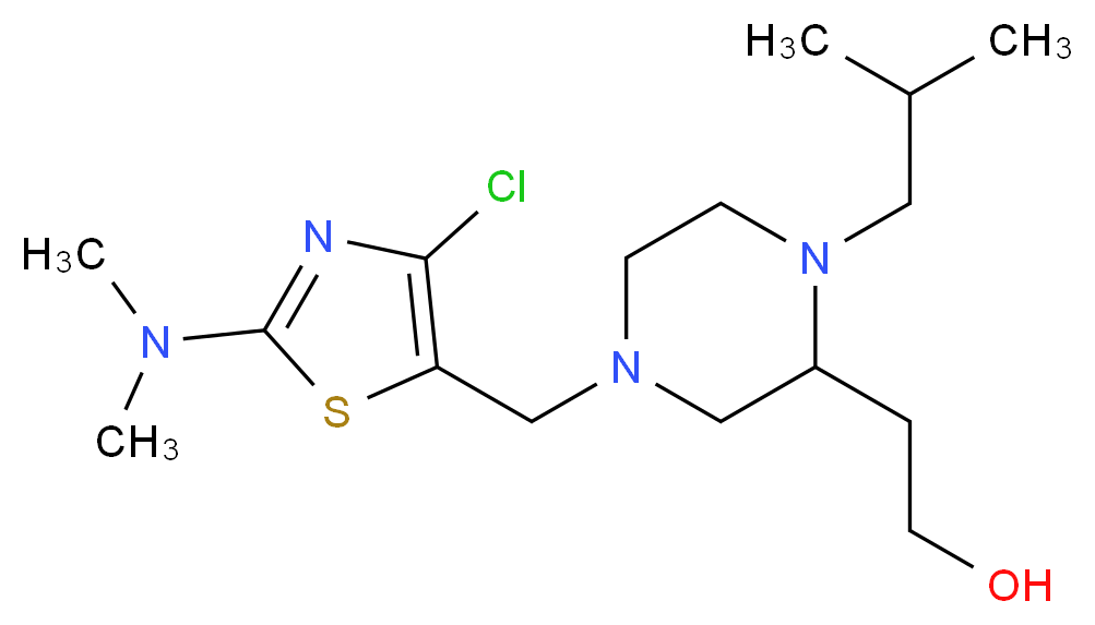 2-(4-{[4-chloro-2-(dimethylamino)-1,3-thiazol-5-yl]methyl}-1-isobutyl-2-piperazinyl)ethanol_Molecular_structure_CAS_)