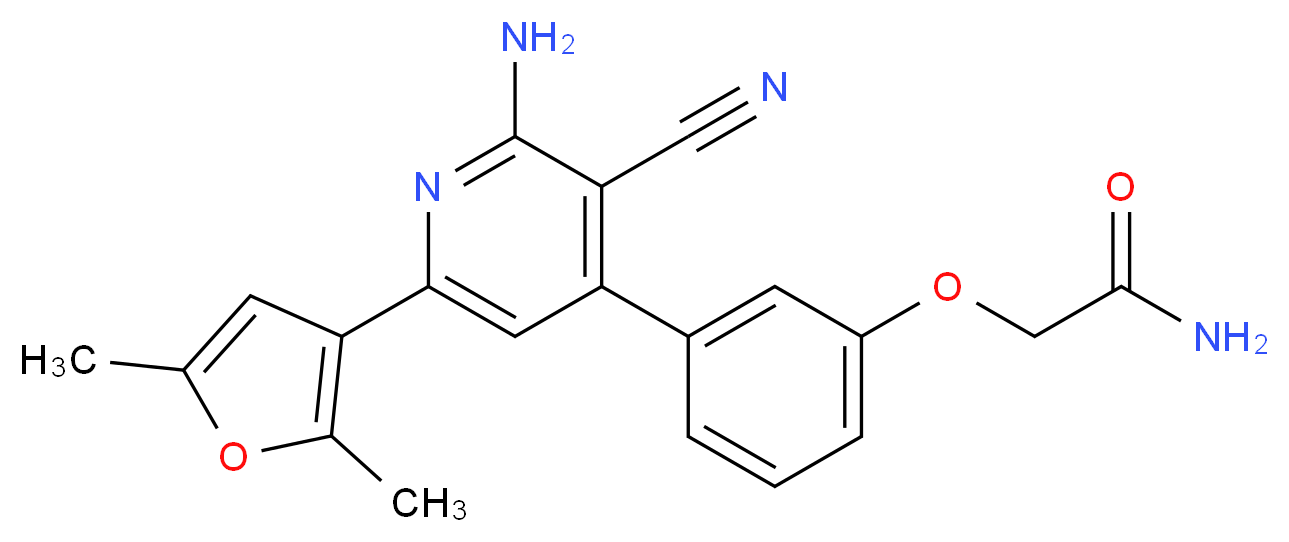 2-{3-[2-amino-3-cyano-6-(2,5-dimethyl-3-furyl)pyridin-4-yl]phenoxy}acetamide_Molecular_structure_CAS_)