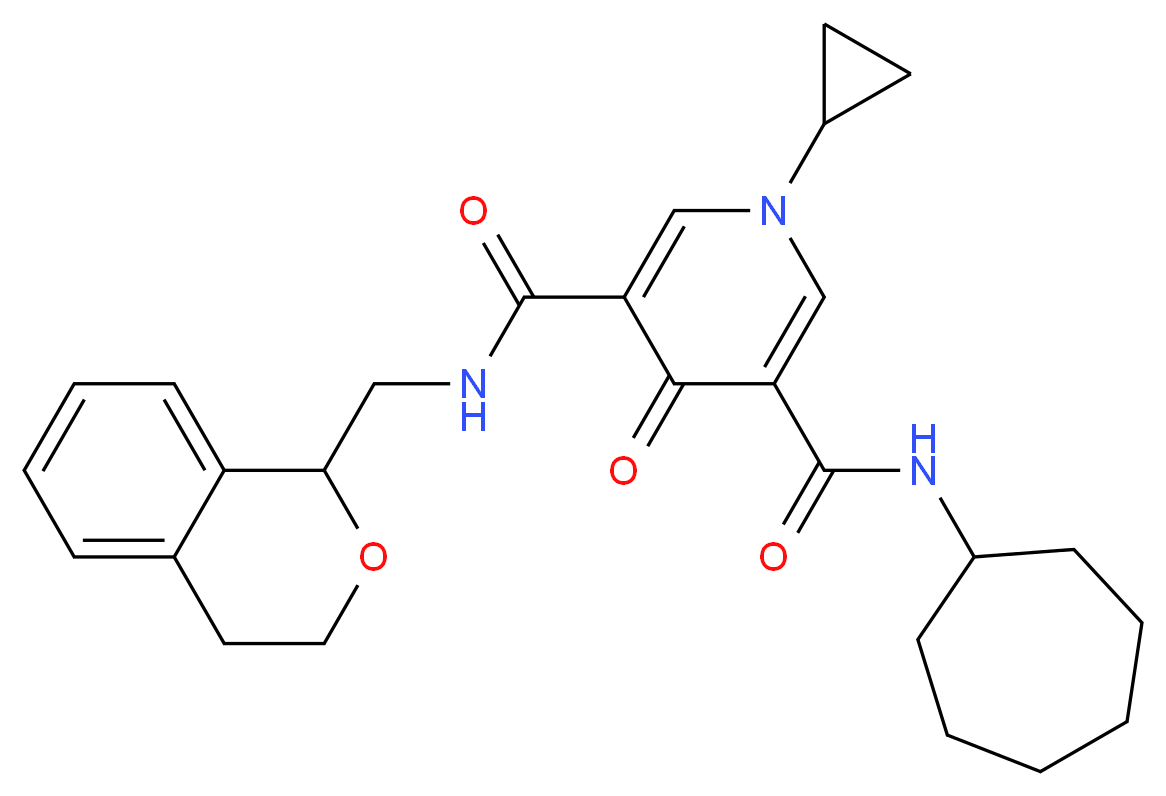 N-cycloheptyl-1-cyclopropyl-N'-(3,4-dihydro-1H-isochromen-1-ylmethyl)-4-oxo-1,4-dihydro-3,5-pyridinedicarboxamide_Molecular_structure_CAS_)
