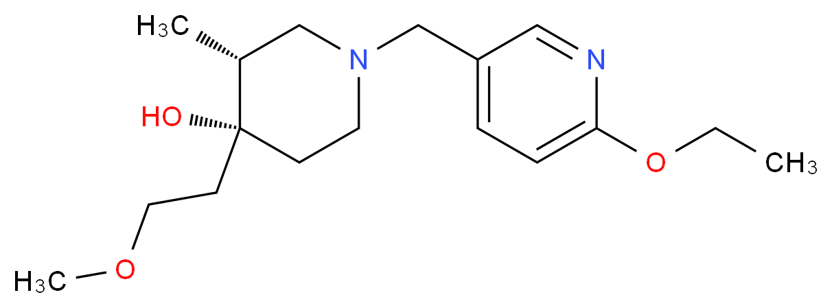 (3R*,4R*)-1-[(6-ethoxy-3-pyridinyl)methyl]-4-(2-methoxyethyl)-3-methyl-4-piperidinol_Molecular_structure_CAS_)