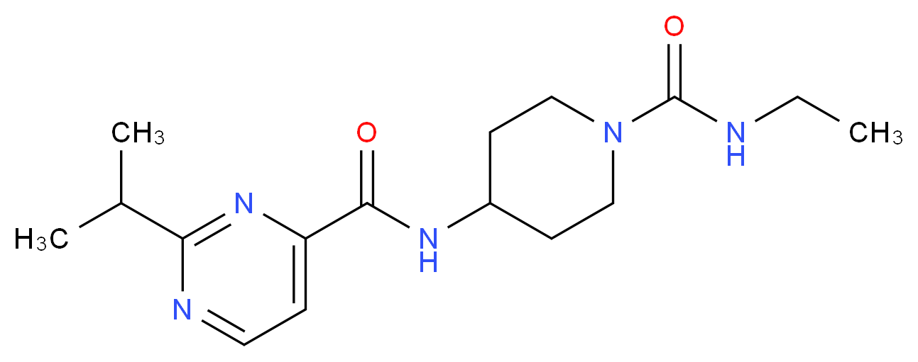 N-{1-[(ethylamino)carbonyl]piperidin-4-yl}-2-isopropylpyrimidine-4-carboxamide_Molecular_structure_CAS_)