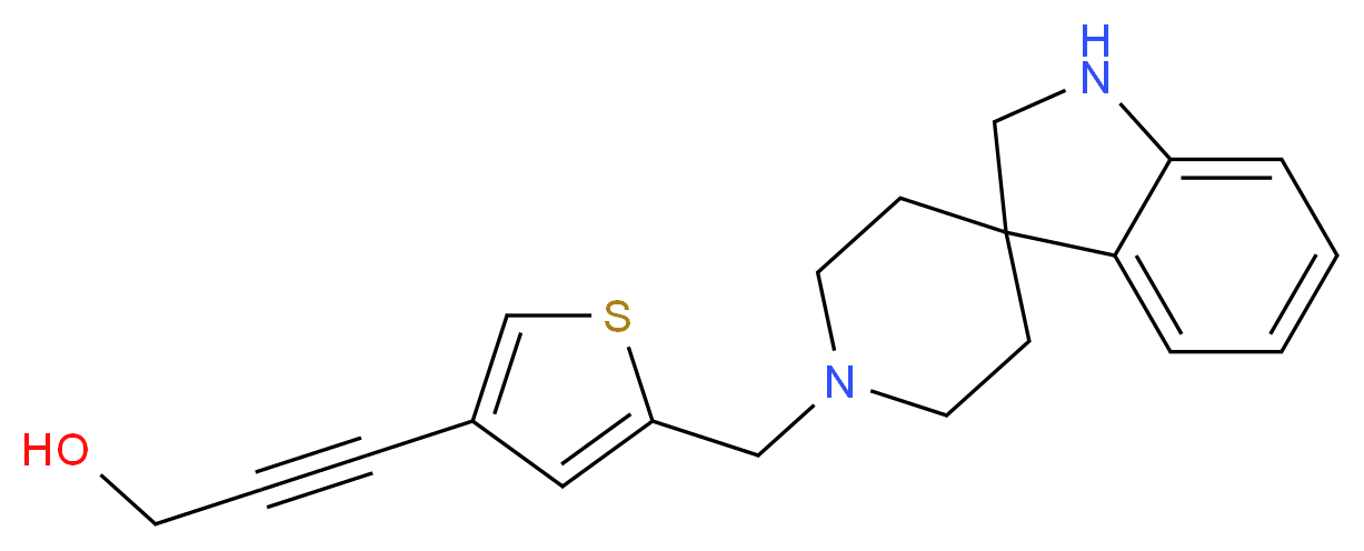 3-[5-(1,2-dihydro-1'H-spiro[indole-3,4'-piperidin]-1'-ylmethyl)-3-thienyl]prop-2-yn-1-ol_Molecular_structure_CAS_)