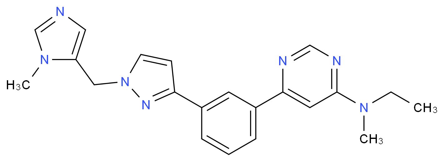 N-ethyl-N-methyl-6-(3-{1-[(1-methyl-1H-imidazol-5-yl)methyl]-1H-pyrazol-3-yl}phenyl)-4-pyrimidinamine_Molecular_structure_CAS_)