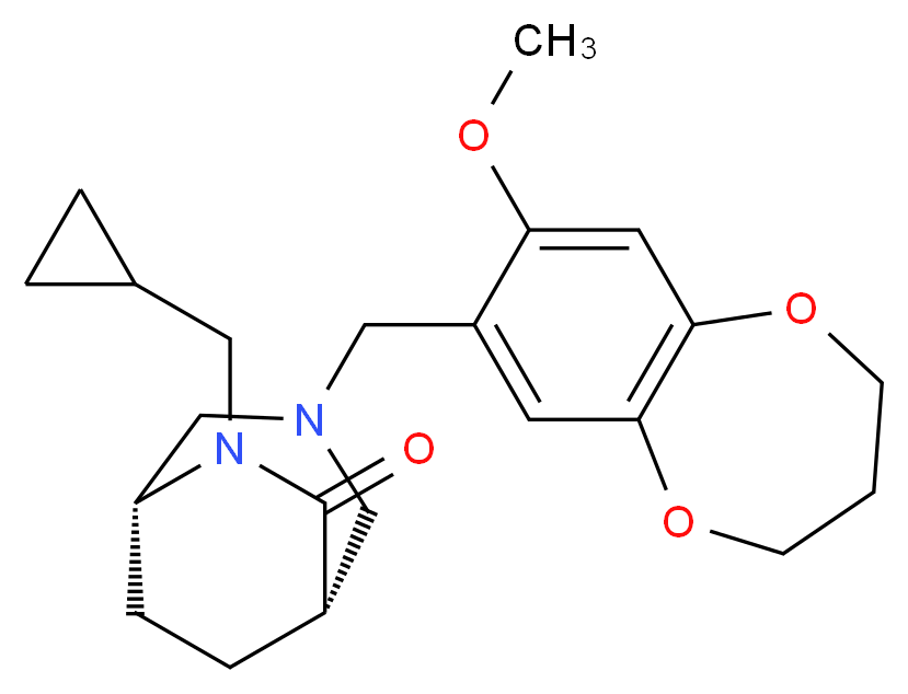 (1S*,5R*)-6-(cyclopropylmethyl)-3-[(8-methoxy-3,4-dihydro-2H-1,5-benzodioxepin-7-yl)methyl]-3,6-diazabicyclo[3.2.2]nonan-7-one_Molecular_structure_CAS_)