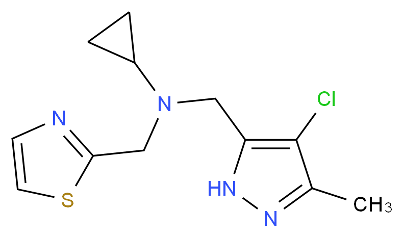 N-[(4-chloro-3-methyl-1H-pyrazol-5-yl)methyl]-N-(1,3-thiazol-2-ylmethyl)cyclopropanamine_Molecular_structure_CAS_)