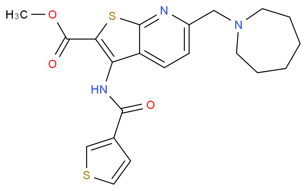 methyl 6-(1-azepanylmethyl)-3-[(3-thienylcarbonyl)amino]thieno[2,3-b]pyridine-2-carboxylate_Molecular_structure_CAS_)