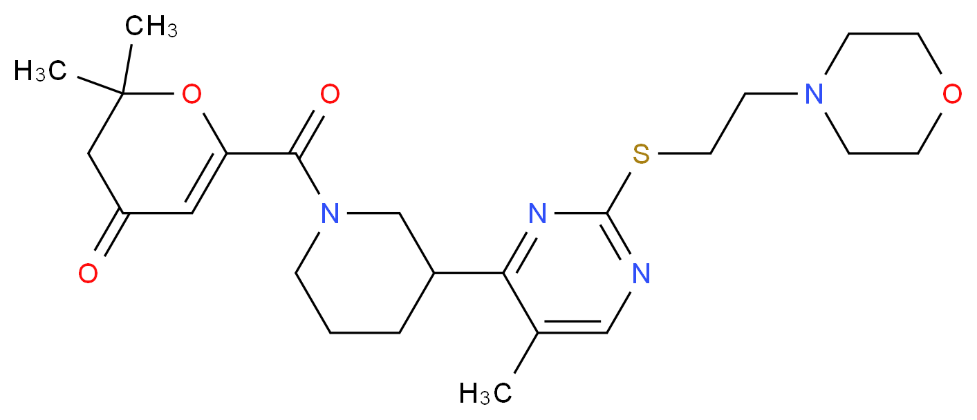 2,2-dimethyl-6-{[3-(5-methyl-2-{[2-(4-morpholinyl)ethyl]thio}-4-pyrimidinyl)-1-piperidinyl]carbonyl}-2,3-dihydro-4H-pyran-4-one_Molecular_structure_CAS_)