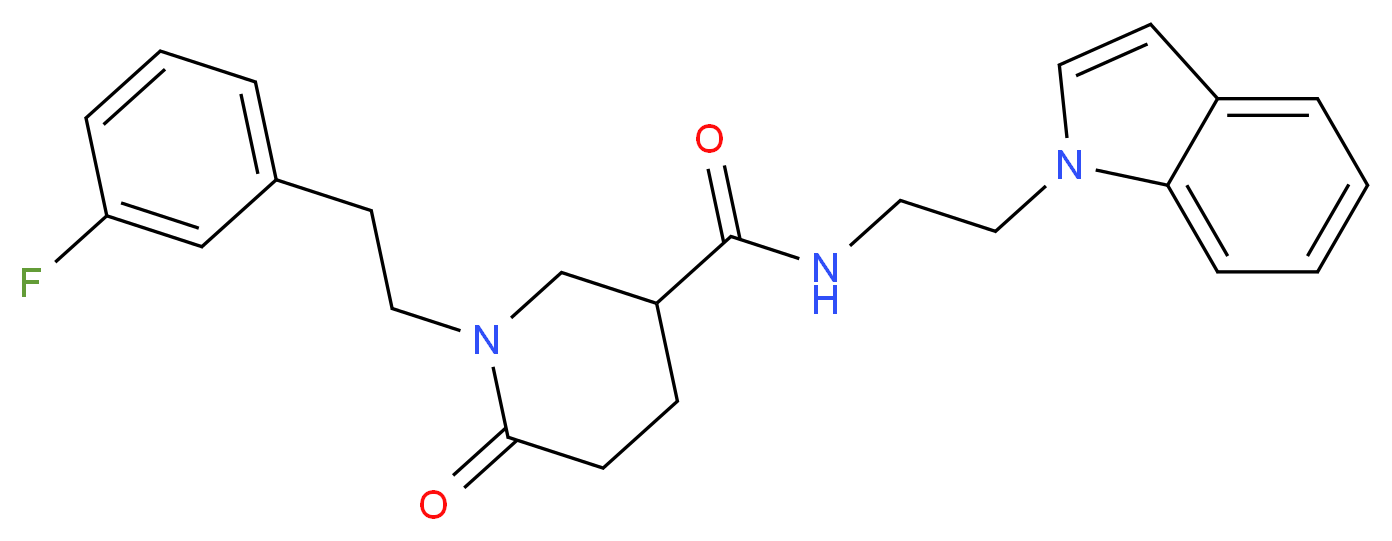 1-[2-(3-fluorophenyl)ethyl]-N-[2-(1H-indol-1-yl)ethyl]-6-oxo-3-piperidinecarboxamide_Molecular_structure_CAS_)