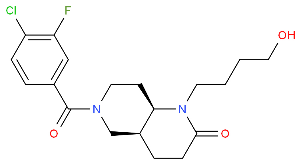 (4aS*,8aR*)-6-(4-chloro-3-fluorobenzoyl)-1-(4-hydroxybutyl)octahydro-1,6-naphthyridin-2(1H)-one_Molecular_structure_CAS_)
