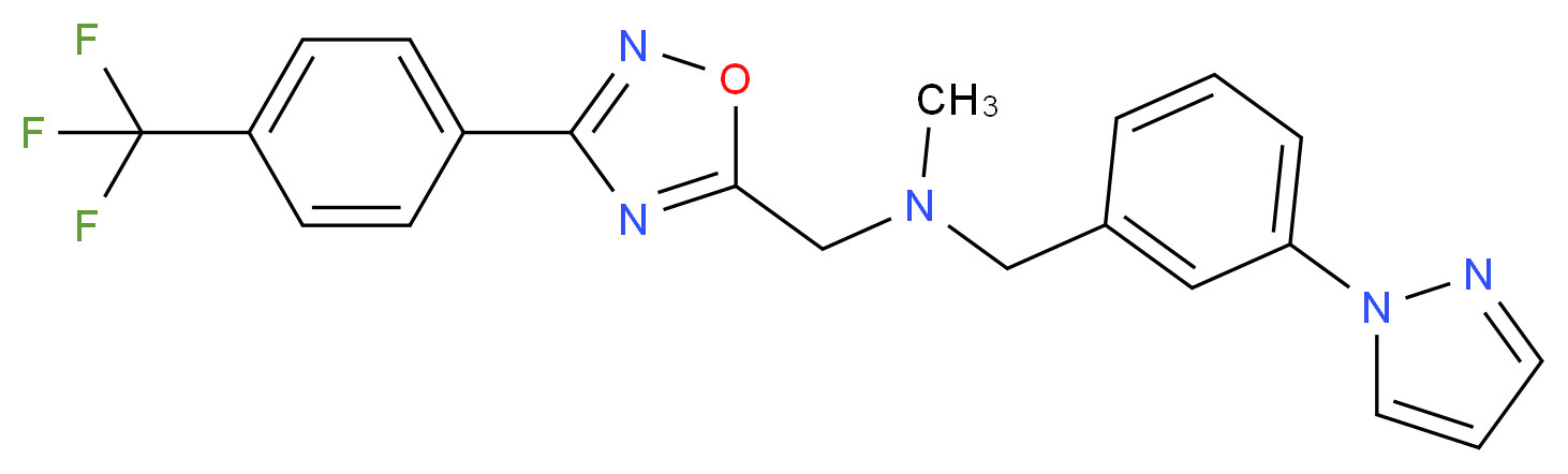 N-methyl-1-[3-(1H-pyrazol-1-yl)phenyl]-N-({3-[4-(trifluoromethyl)phenyl]-1,2,4-oxadiazol-5-yl}methyl)methanamine_Molecular_structure_CAS_)