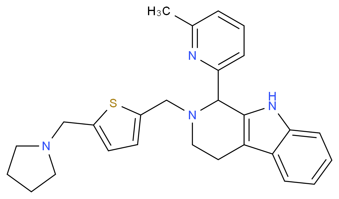 1-(6-methyl-2-pyridinyl)-2-{[5-(1-pyrrolidinylmethyl)-2-thienyl]methyl}-2,3,4,9-tetrahydro-1H-beta-carboline_Molecular_structure_CAS_)