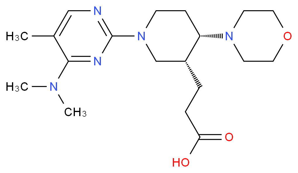 3-{(3R*,4S*)-1-[4-(dimethylamino)-5-methylpyrimidin-2-yl]-4-morpholin-4-ylpiperidin-3-yl}propanoic acid_Molecular_structure_CAS_)