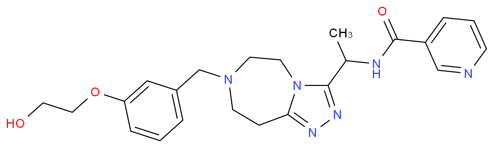 N-(1-{7-[3-(2-hydroxyethoxy)benzyl]-6,7,8,9-tetrahydro-5H-[1,2,4]triazolo[4,3-d][1,4]diazepin-3-yl}ethyl)nicotinamide_Molecular_structure_CAS_)