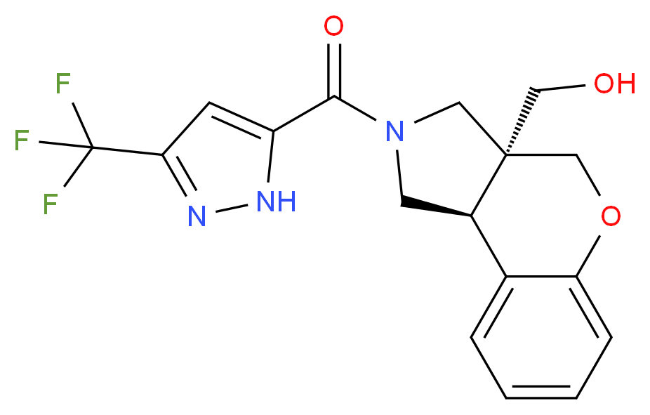 [(3aS*,9bS*)-2-{[3-(trifluoromethyl)-1H-pyrazol-5-yl]carbonyl}-1,2,3,9b-tetrahydrochromeno[3,4-c]pyrrol-3a(4H)-yl]methanol_Molecular_structure_CAS_)