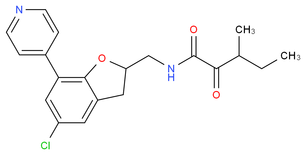 N-{[5-chloro-7-(4-pyridinyl)-2,3-dihydro-1-benzofuran-2-yl]methyl}-3-methyl-2-oxopentanamide_Molecular_structure_CAS_)