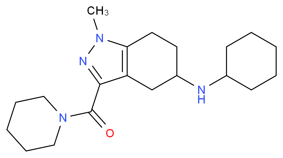 N-cyclohexyl-1-methyl-3-(1-piperidinylcarbonyl)-4,5,6,7-tetrahydro-1H-indazol-5-amine_Molecular_structure_CAS_)