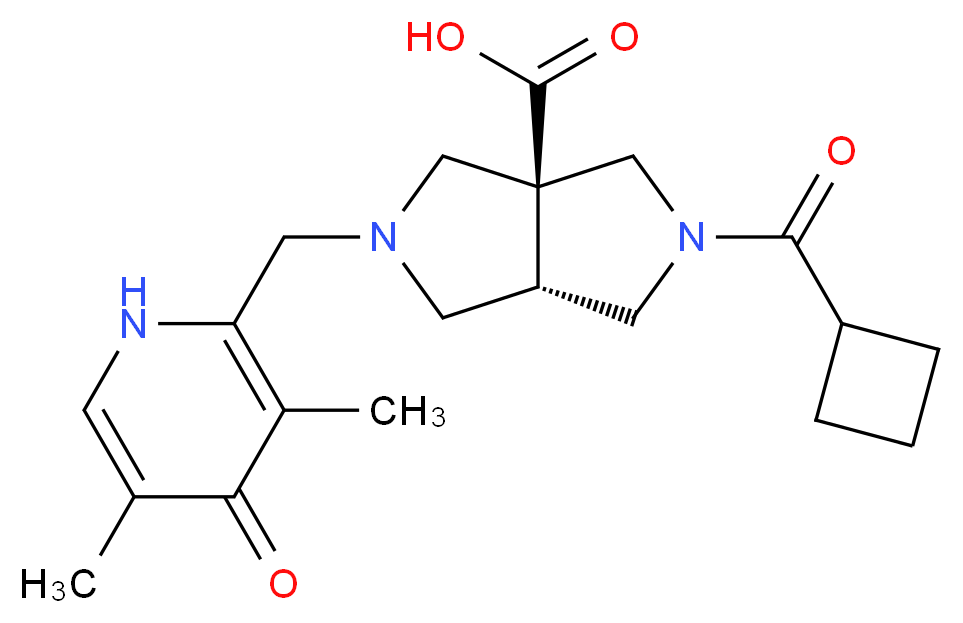 (3aS*,6aS*)-2-(cyclobutylcarbonyl)-5-[(3,5-dimethyl-4-oxo-1,4-dihydropyridin-2-yl)methyl]hexahydropyrrolo[3,4-c]pyrrole-3a(1H)-carboxylic acid_Molecular_structure_CAS_)