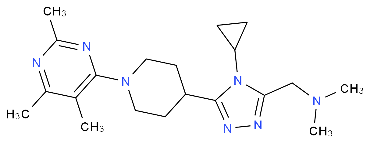 ({4-cyclopropyl-5-[1-(2,5,6-trimethylpyrimidin-4-yl)piperidin-4-yl]-4H-1,2,4-triazol-3-yl}methyl)dimethylamine_Molecular_structure_CAS_)